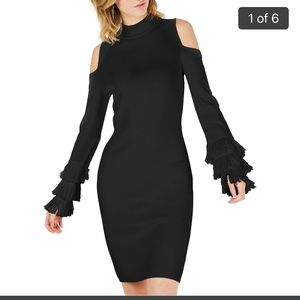 Bar 111 cold shoulder fringe sleeve dress
